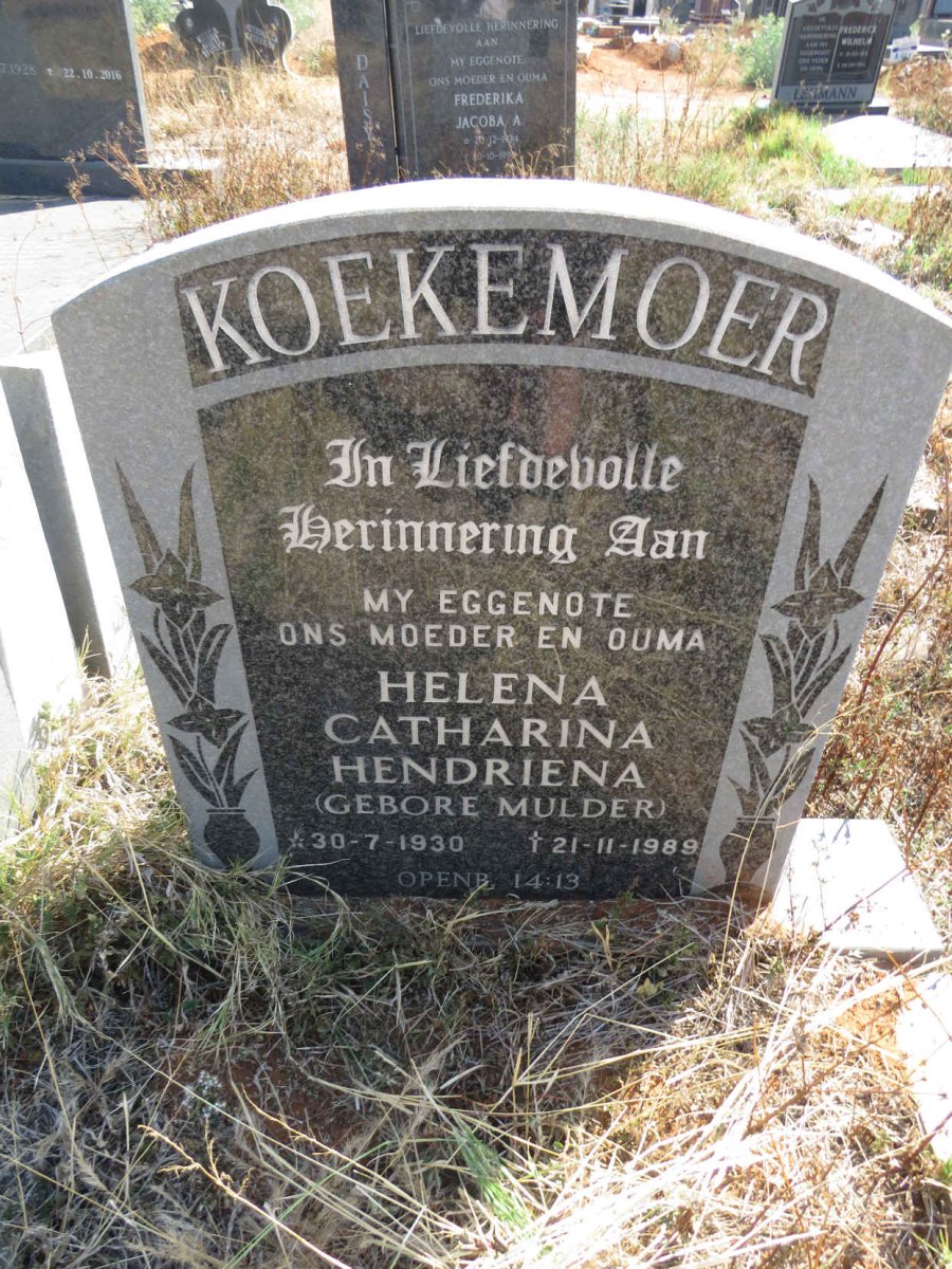 KOEKEMOER Helena Catharina Hendriena nee MULDER 1930-1989