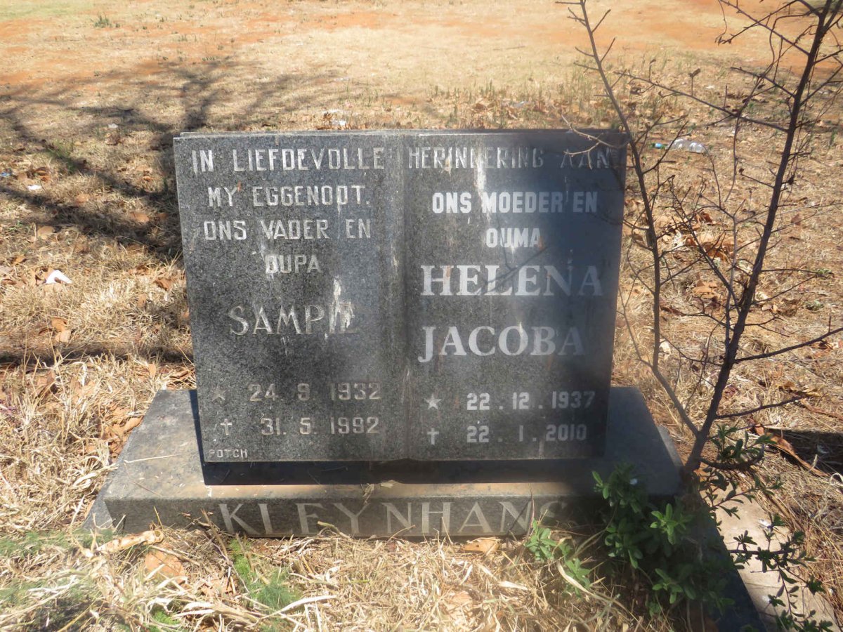 KLEYNHANS Sampie 1932-1992 & Helena Jacoba 1937-2010