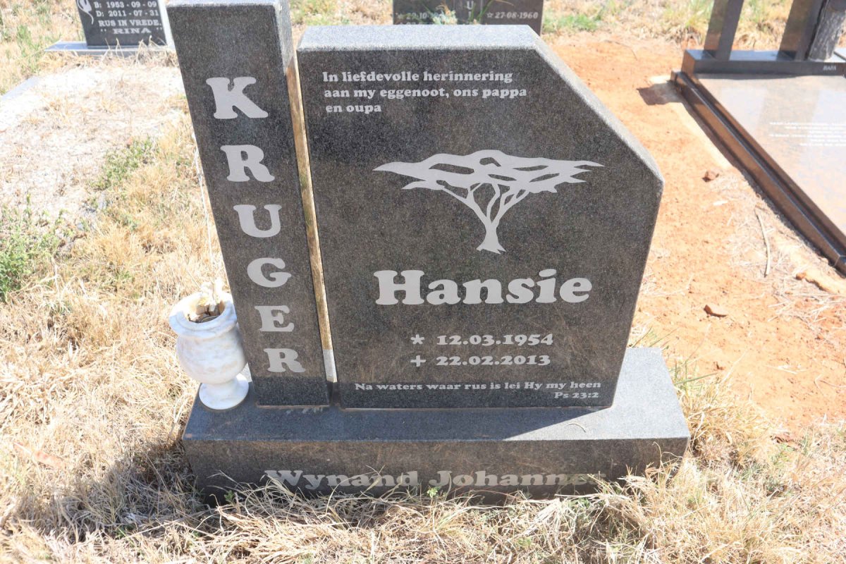 KRUGER Wynand Johannes 1954-2013