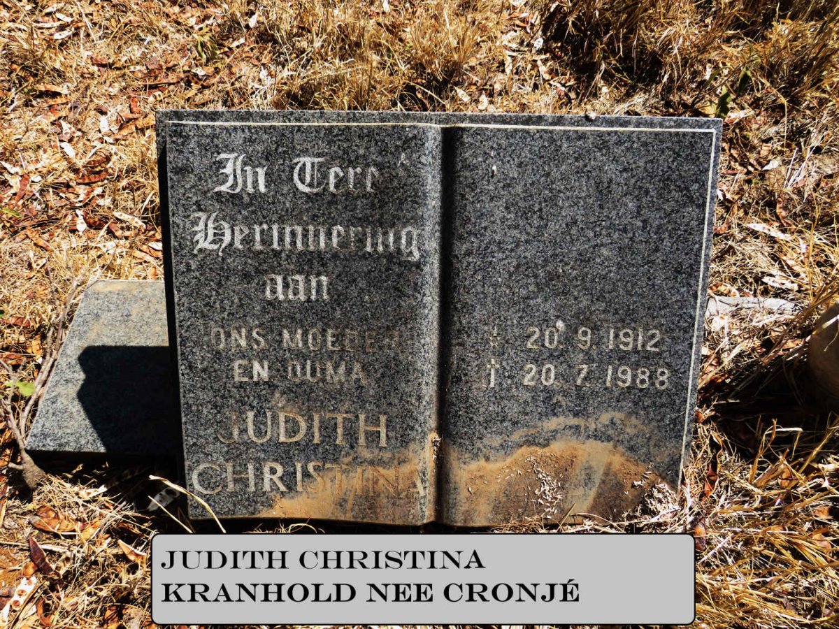 KRANHOLD Judith Christina nee CRONJE 1912-1988