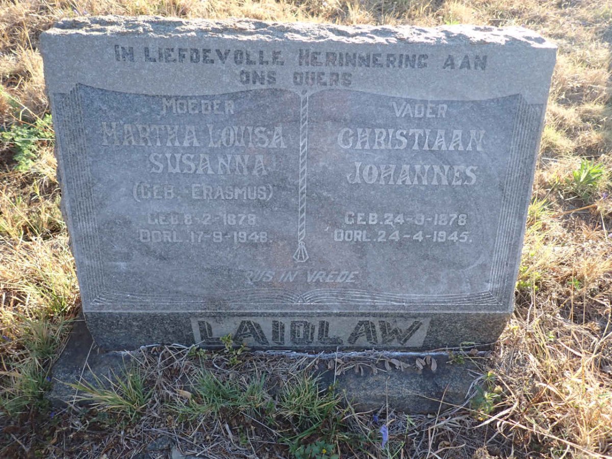 LAIDLAW Christiaan Johannes 1878-1945 & Martha Louisa Susanna ERASMUS 1878-1948