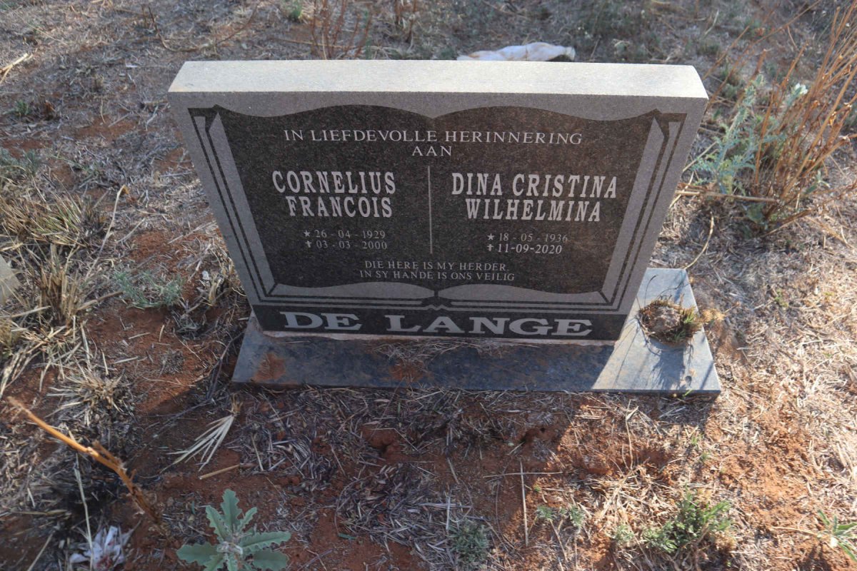 LANGE Cornelius Francois, de 1929-2000 & Dina Christina Wilhelmina 1936-2020