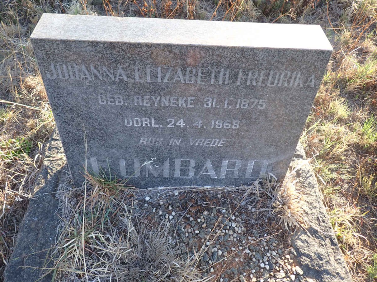 LOMBARD Johanna Elizabeth Fredrika nee REYNEKE 1875-1958
