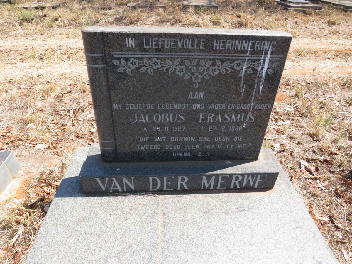 MERWE Jacobus Erasmus, van der 1927-1986
