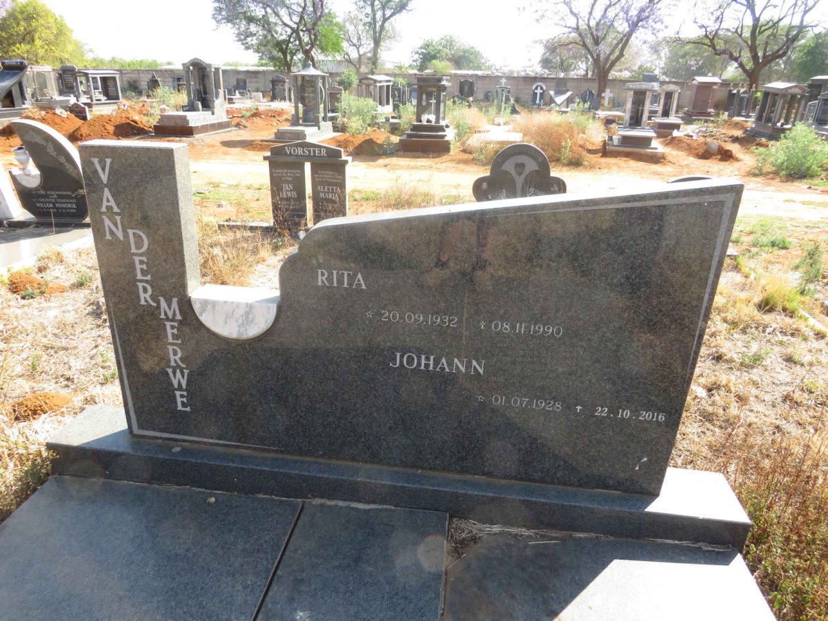 MERWE Johann, van der 1928-2016 & Rita 1932-1990