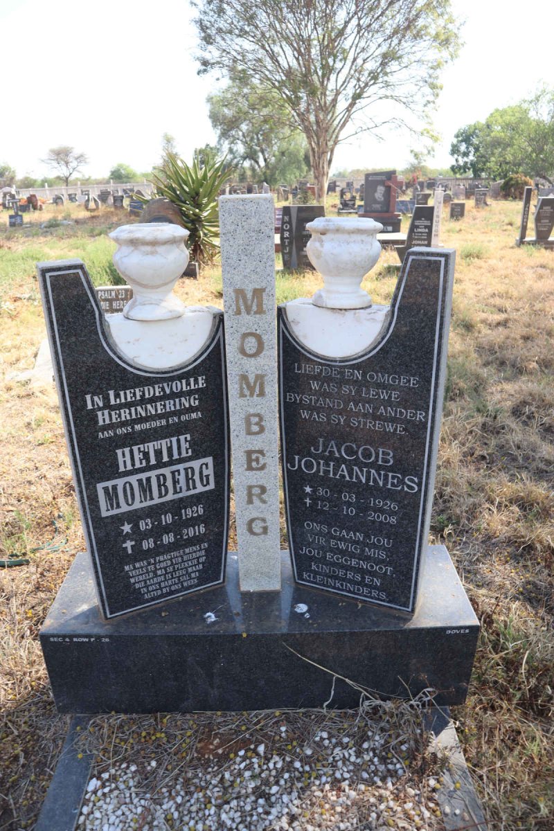 MOMBERG Jacob Johannes 1926-2008 & Hettie 1926-2016