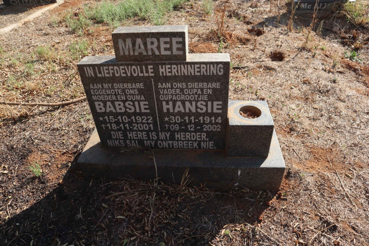 MAREE Hansie 1914-2002 & Babsie 1922-2001
