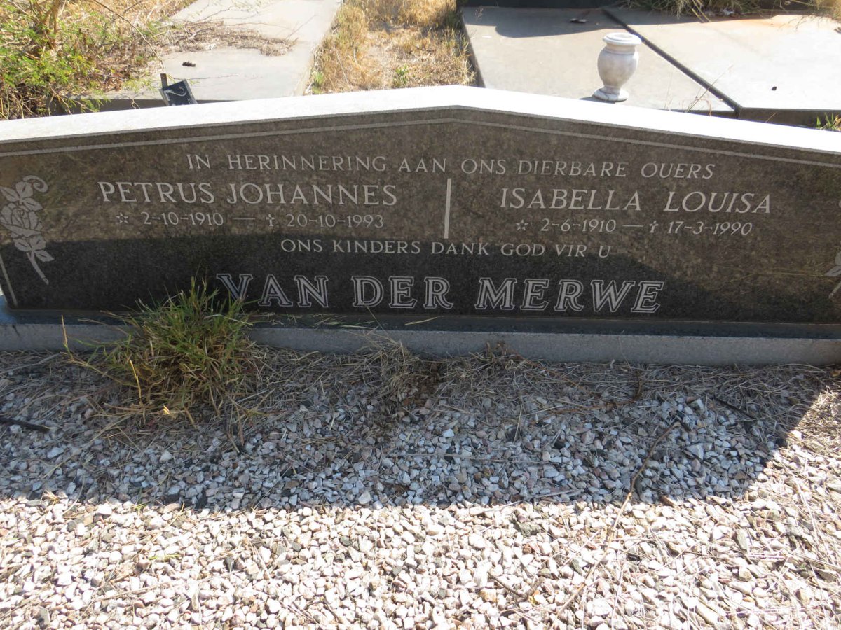 MERWE Petrus Johannes, van der 1910-1993 & Isabella Louisa 1910-1990