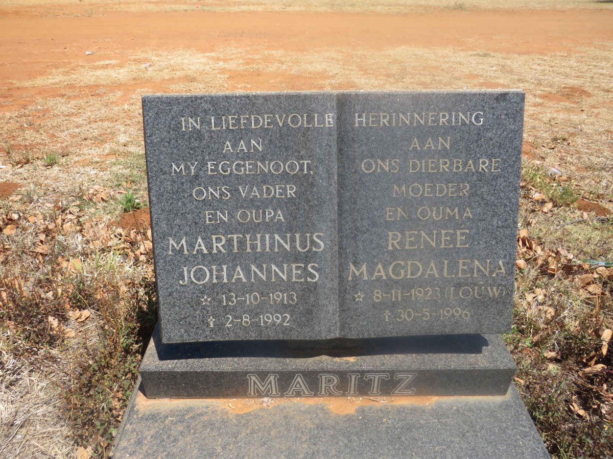 MARITZ Marthinus Johannes 1913-1992 & Renee Magdalena LOUW 1923-1996