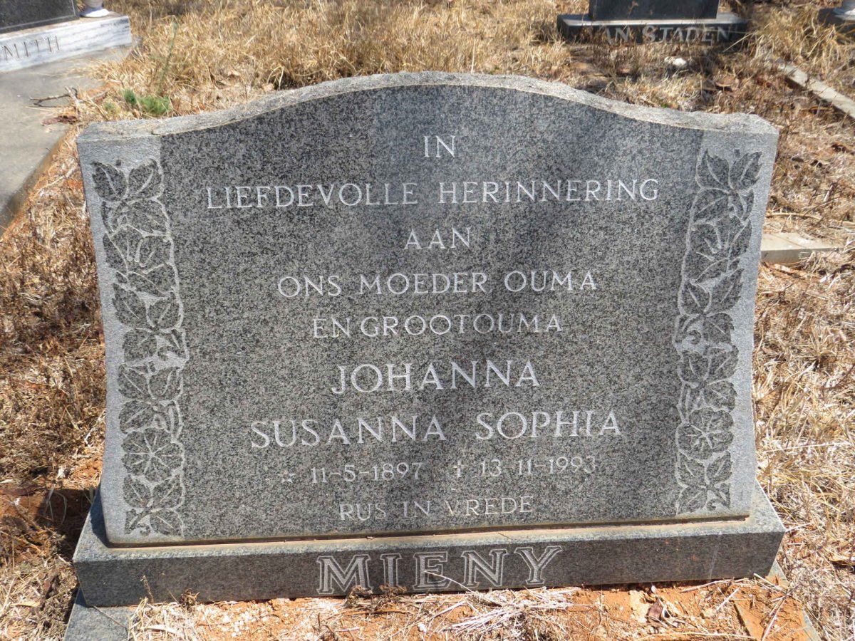 MIENY Johanna Susanna Sophia 1897-1993