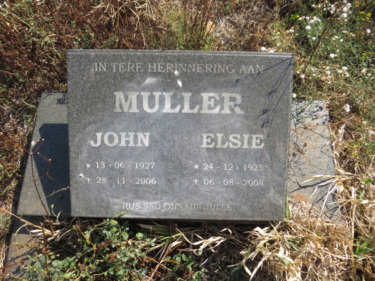 MULLER John 1927-2006 & Elsie 1925-2008