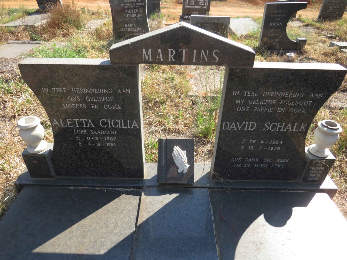 MARTINS David Schalk 1904-1976 & Aletta Cicilia SAAIMAN 1907-1999