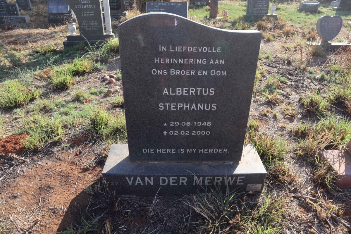 MERWE Albertus Stephanus, van der 1948-2000