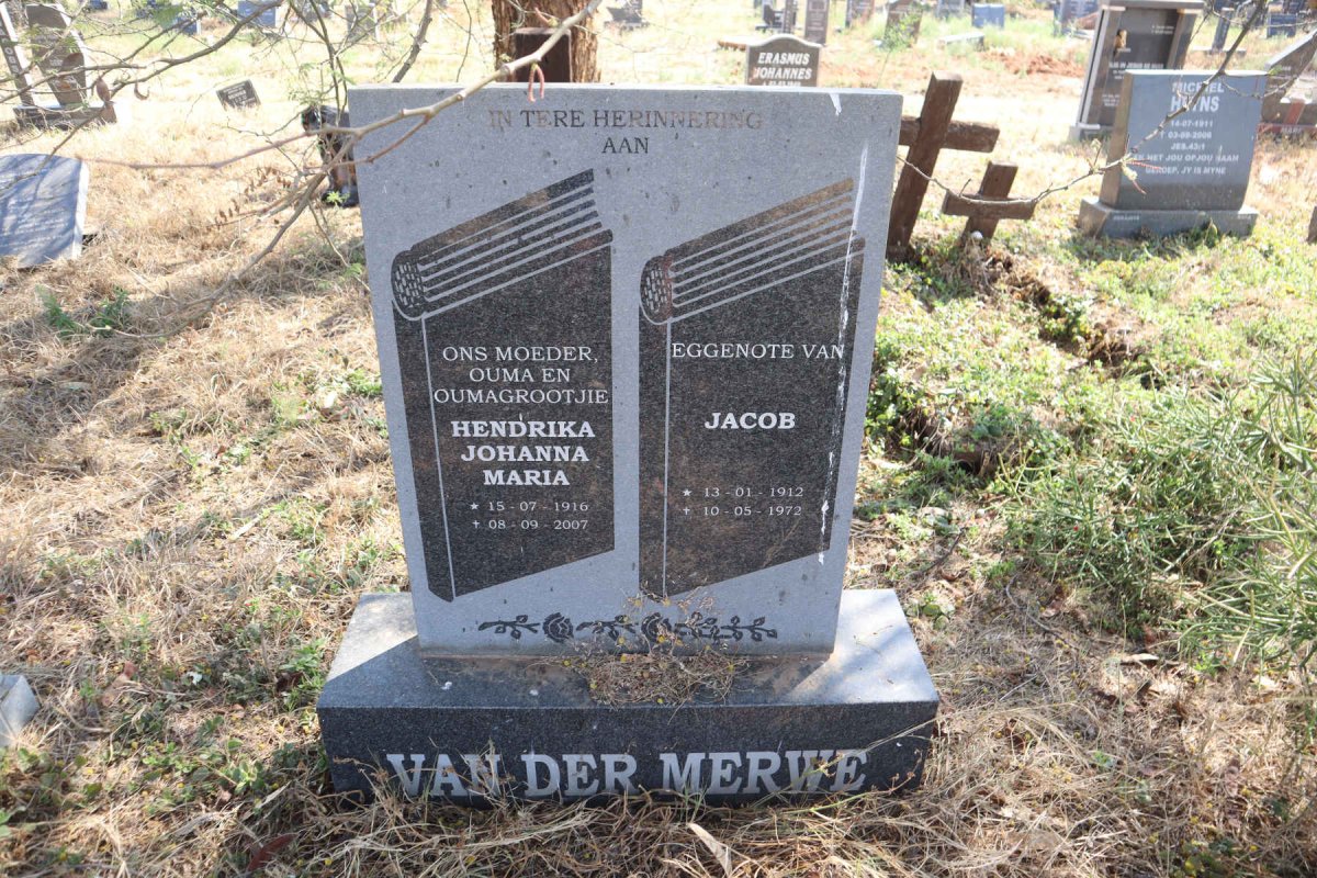 MERWE Jacob, van der 1912-1972 & Hendrika Johanna Maria 1916-2007