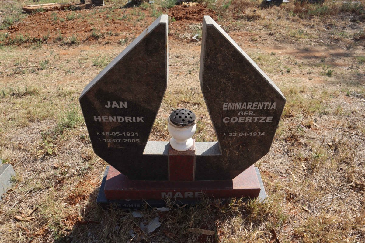 MARE Jan Hendrik 1931-2005 & Emmarentia nee COERTZE 1934-