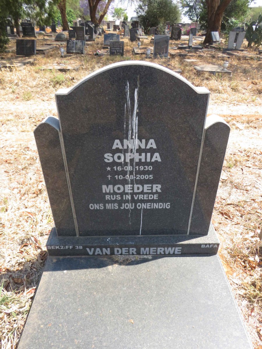 MERWE Anna Sophia, van der 1930-2005