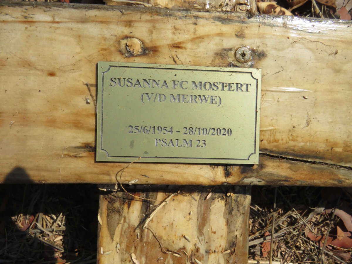 MOSTERT Susanna F.C. nee V.D. MERWE 1954-2020