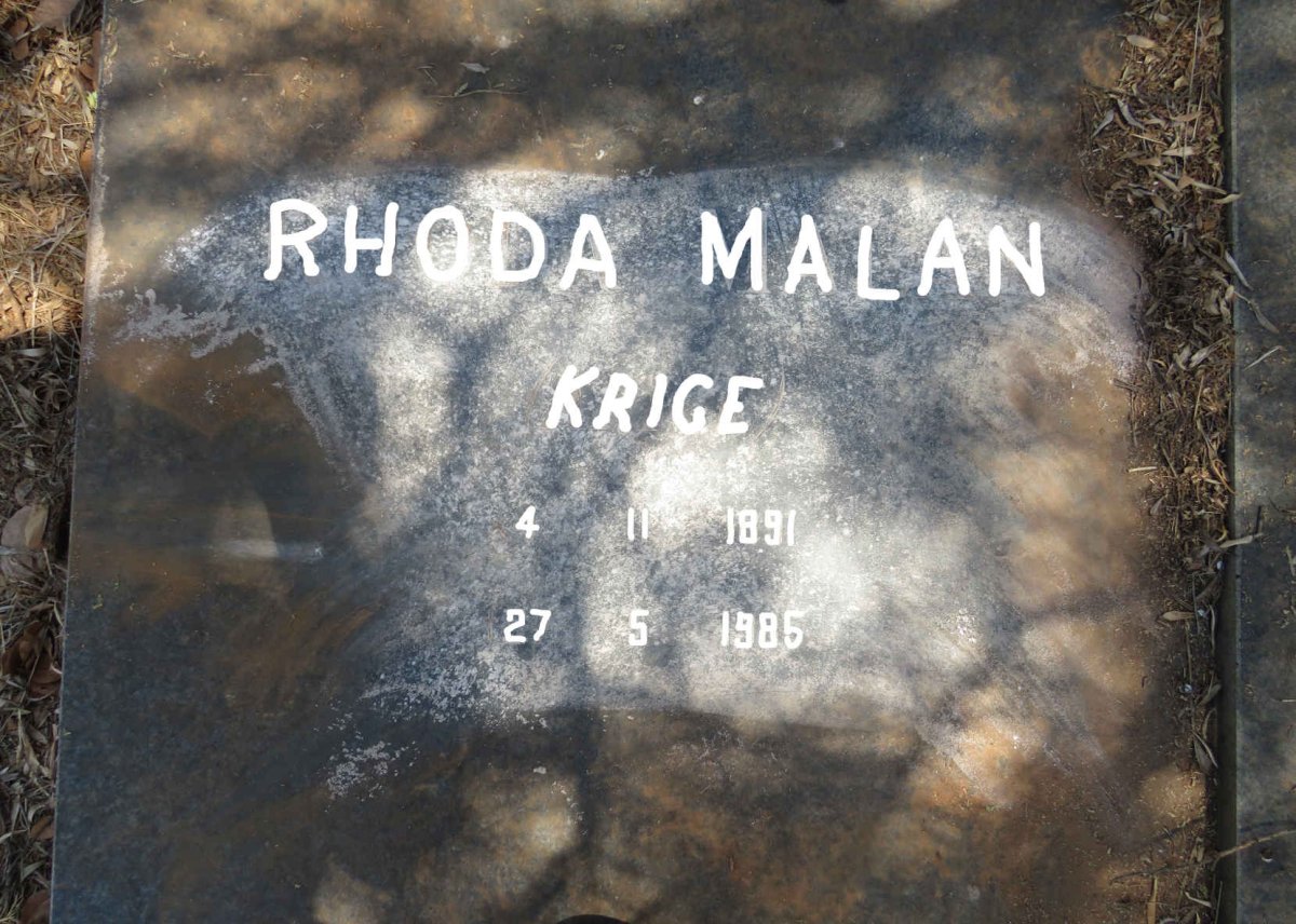 MALAN Rhoda nee KRIGE 1891-1985