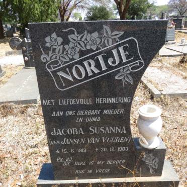 NORTJE Jacoba Susanna nee JANSEN VAN VUUREN 1918-1983