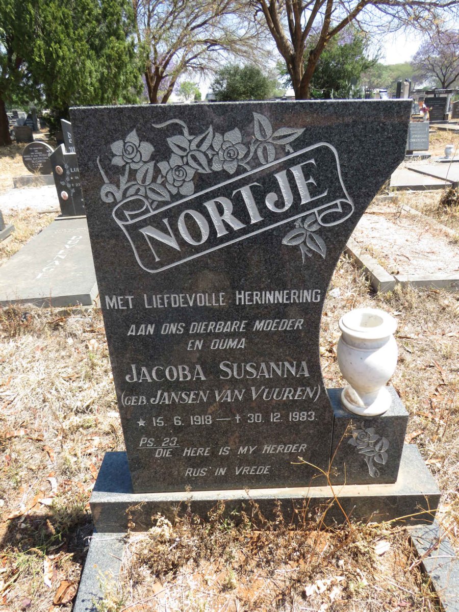 NORTJE Jacoba Susanna nee JANSEN VAN VUUREN 1918-1983