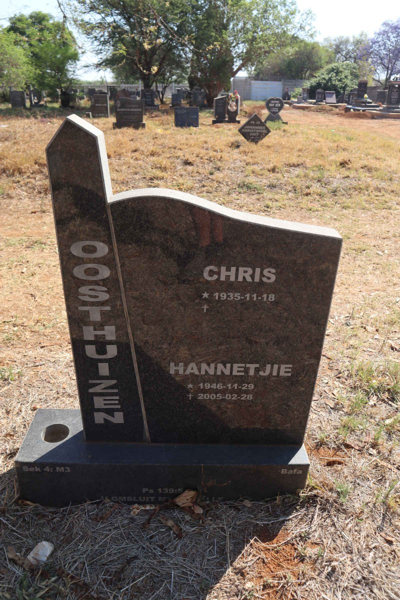 OOSTHUIZEN Chris 1935- & Hannetjie 1946-2005
