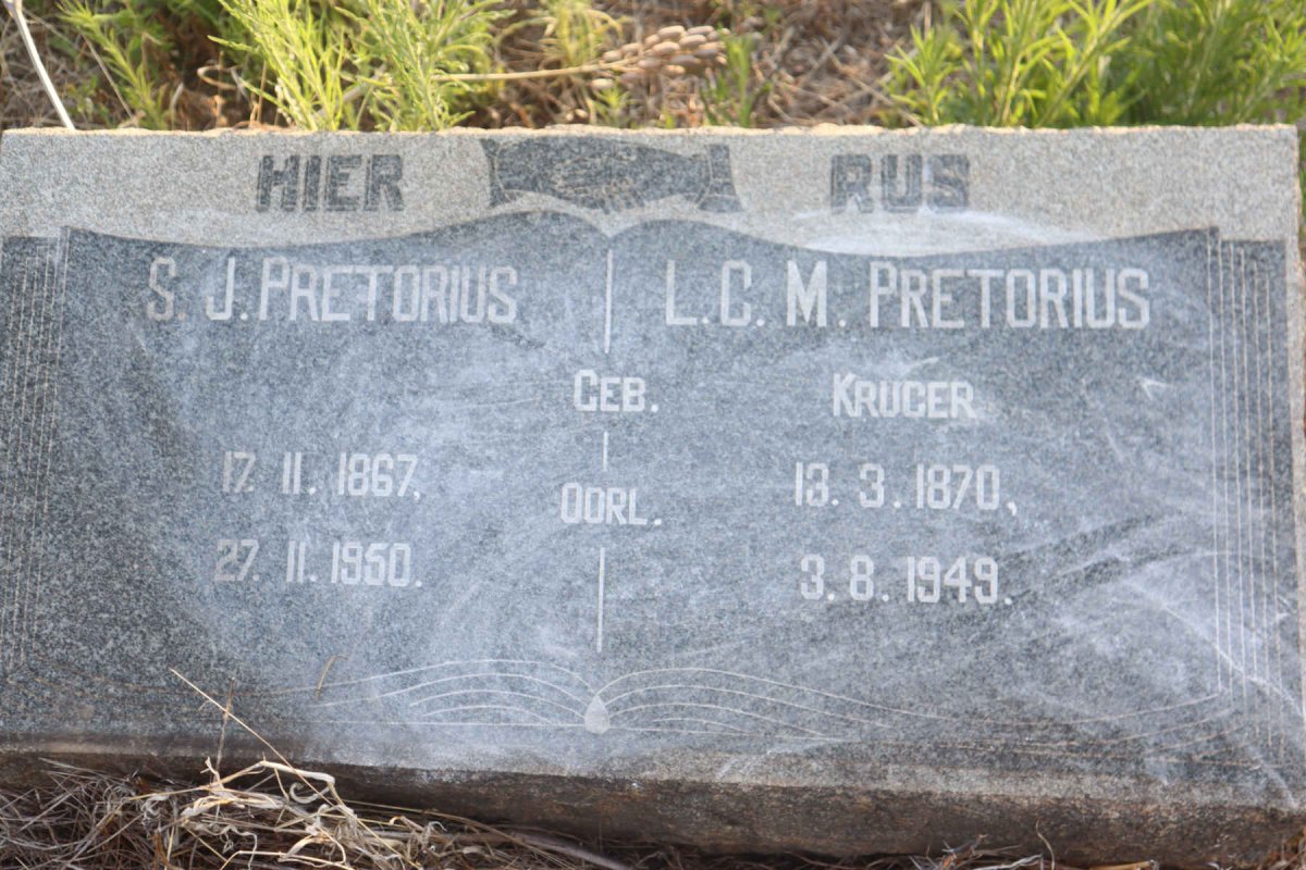 PRETORIUS S.J. 1867-1950 & L.G.M. KRUGER 1870-1949