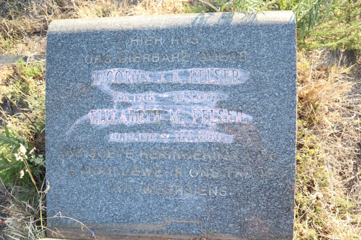 PELSER Jacobus J.B. 1908-1957 & Elizabeth M. 1915-1980