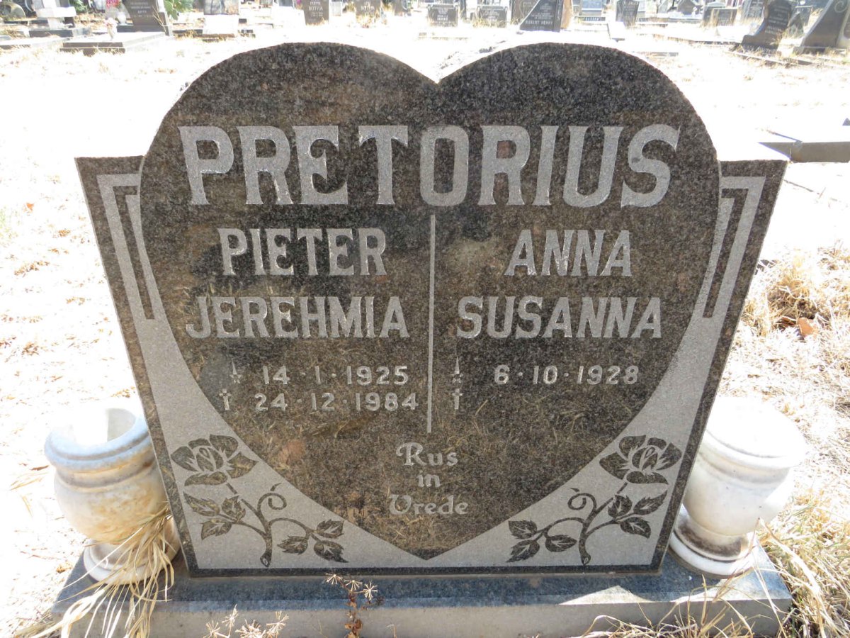 PRETORIUS Pieter Jerehmia 1925-1984 & Anna Susanna 1928-