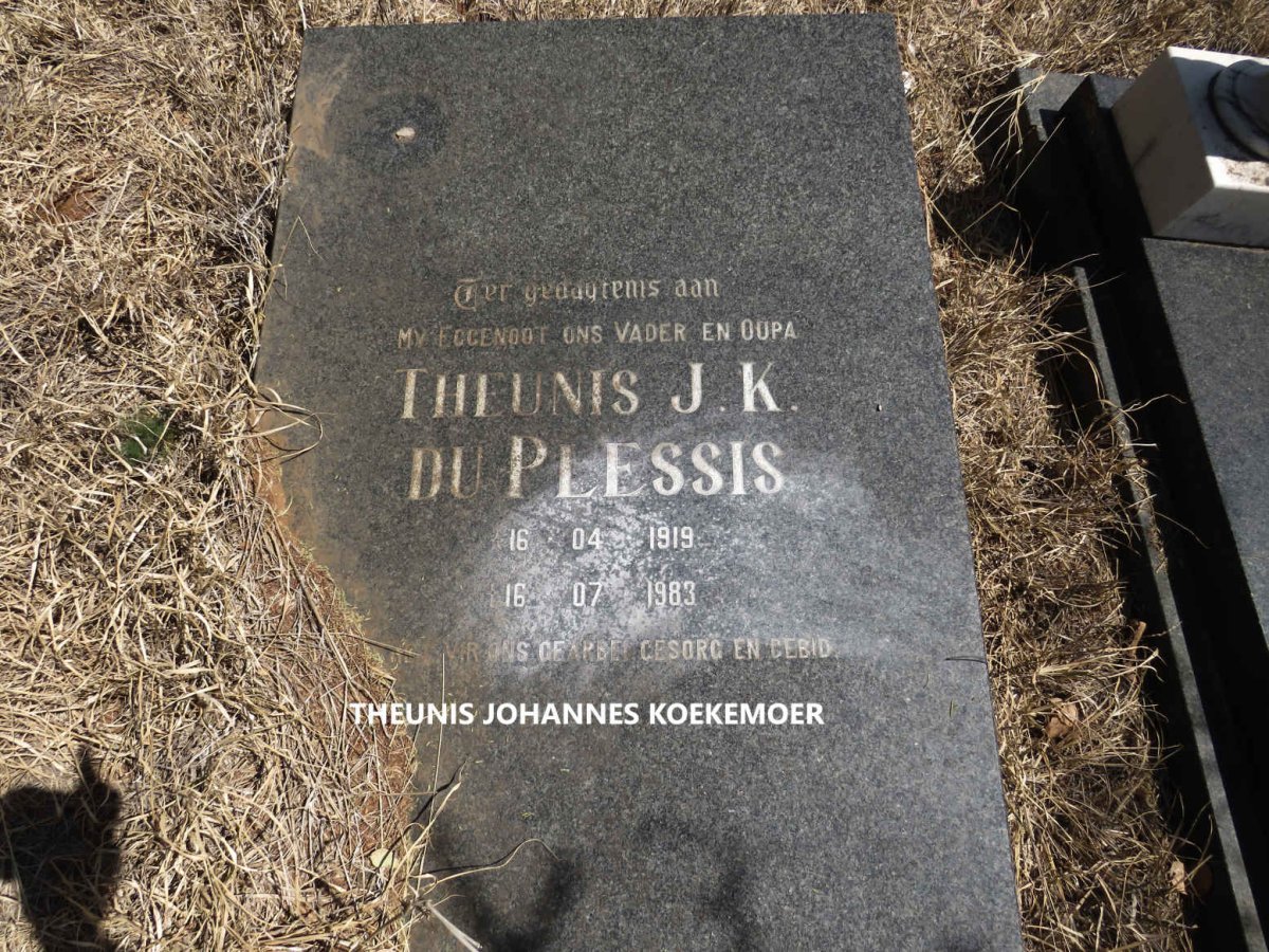 PLESSIS Theunis Johannes Koekemoer, du 1919-1983