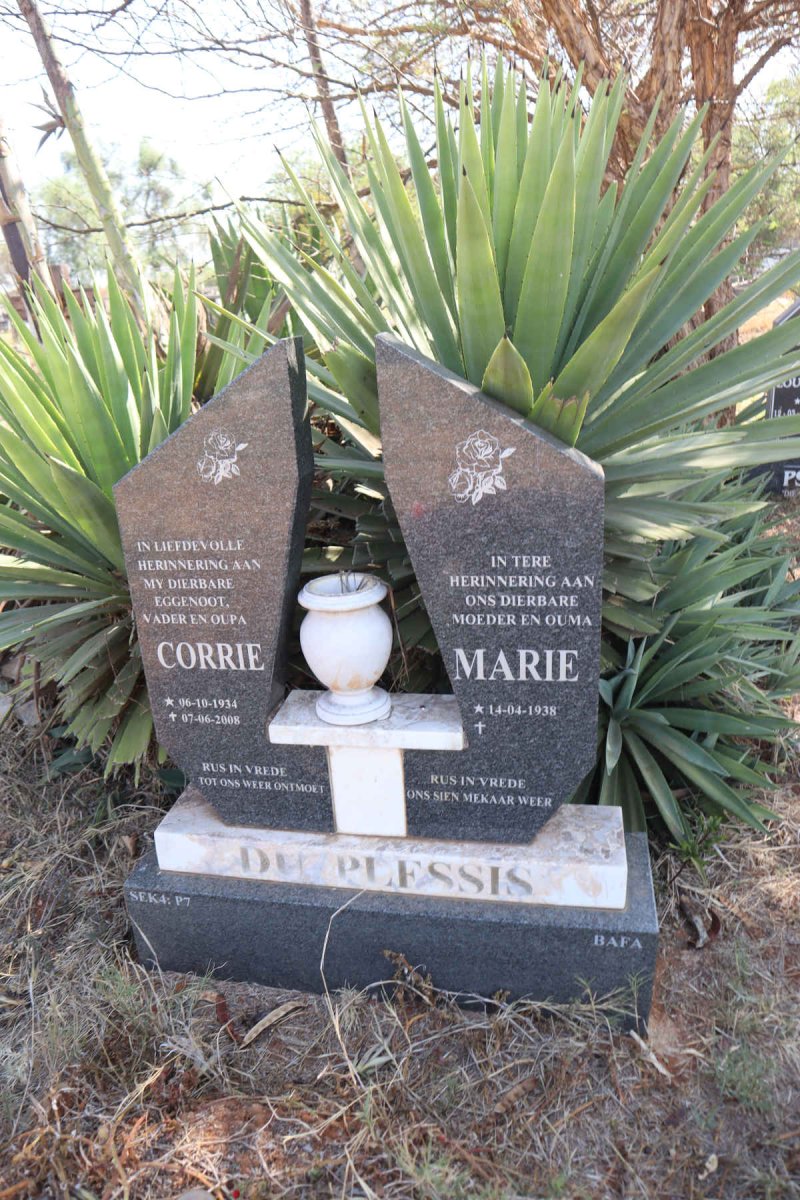 PLESSIS Corrie, du 1934-2008 & Marie 1938-