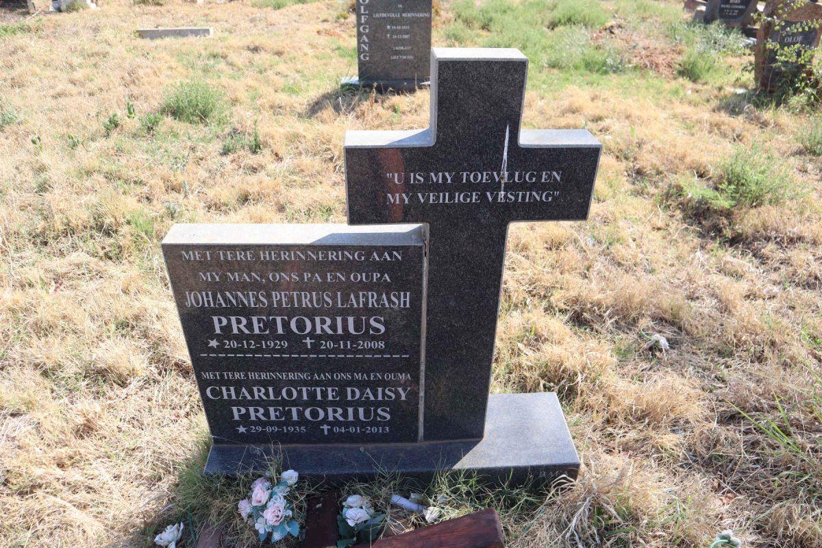PRETORIUS Johannes Petrus Lafrash 1929-2008 & Charlotte Daisy 1935-2013