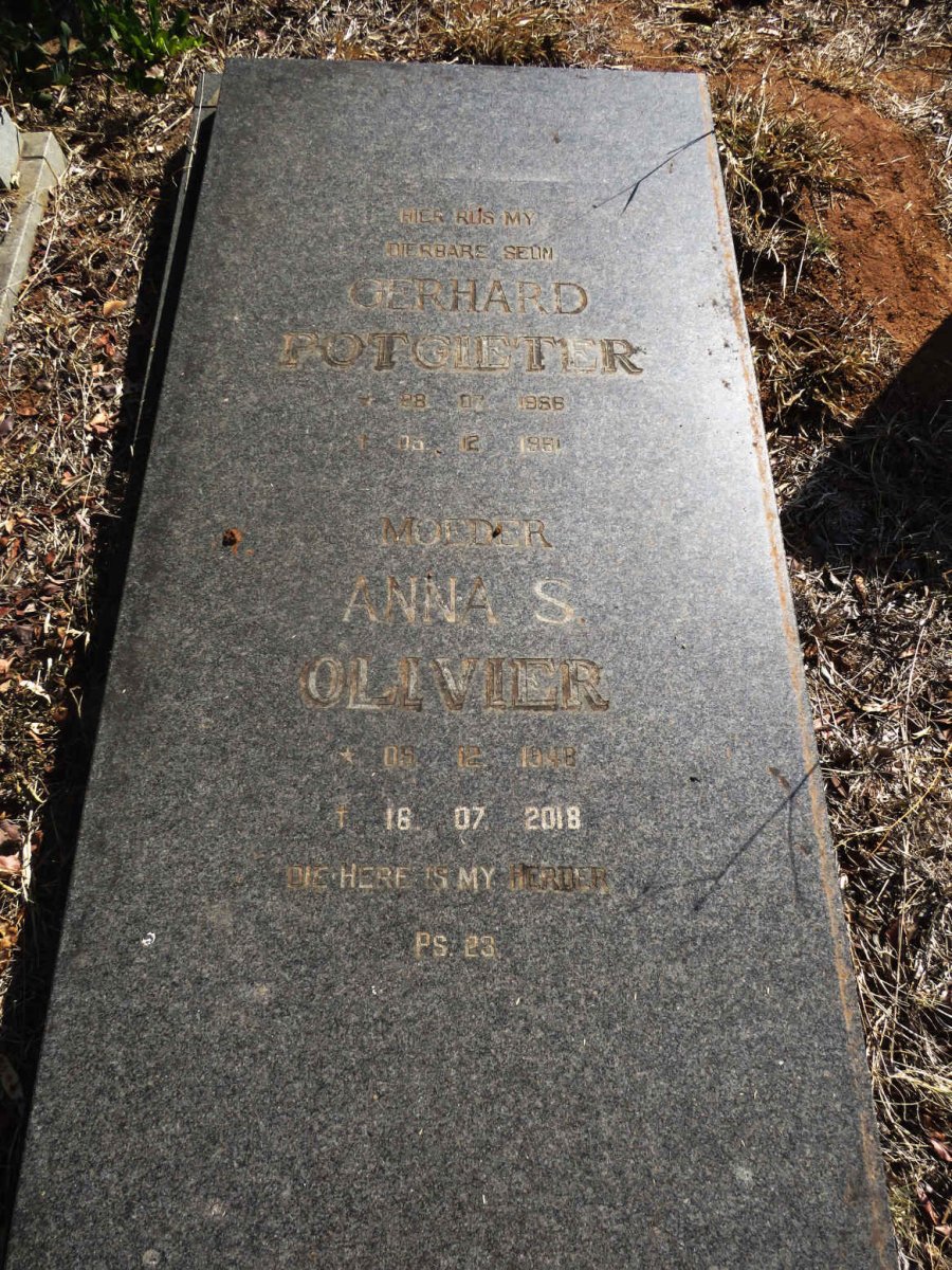 POTGIETER Anna S. OLIVIER 1948-2018 :: POTGIETER Gerhard 1966-1991 _1