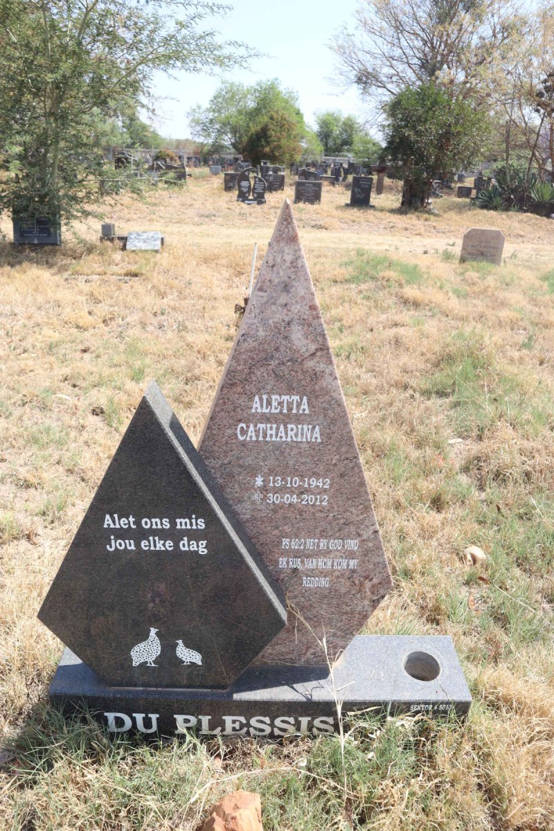 PLESSIS Aletta Catharina, du 1942-2012