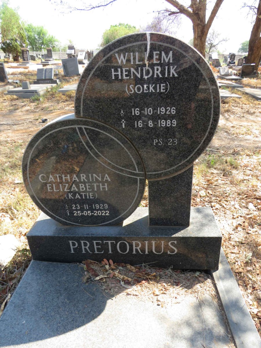 PRETORIUS Willem Hendrik 1928-1989 & Catharina Elizabeth 1929-2022