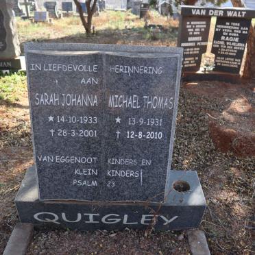 QUIGLEY Michael Thomas 1931-2010 & Sarah Johanna 1933-2001