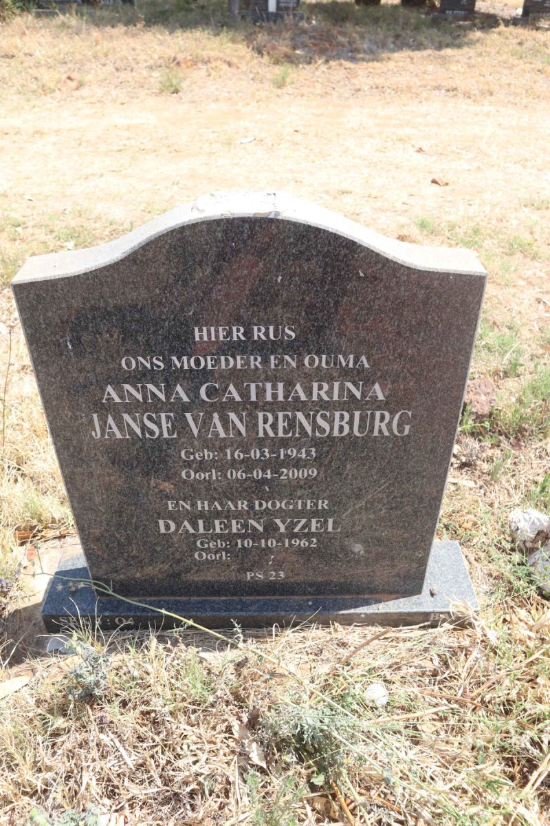 RENSBURG Anna Catharina, Janse van 1943-2009 :: YZEL Daleen 1962-