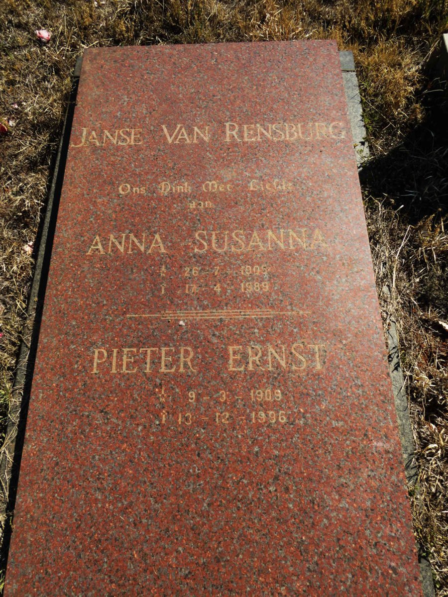RENSBURG Pieter Ernst, Janse van 1909-1996 & Anna Susanna 1905-1989