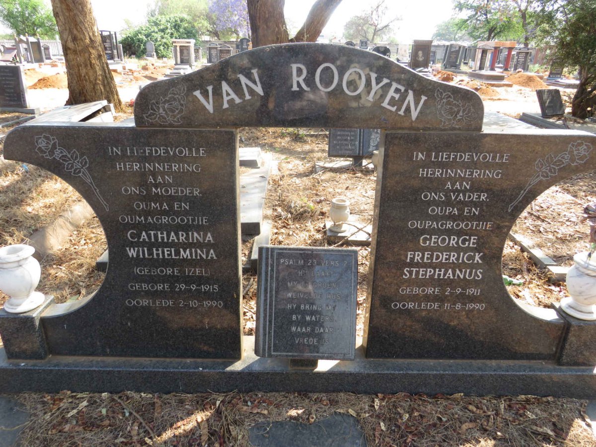 ROOYEN George Frederick Stephanus, van 1911-1990 & Catharina Wilhelmina IZEL 1915-1990