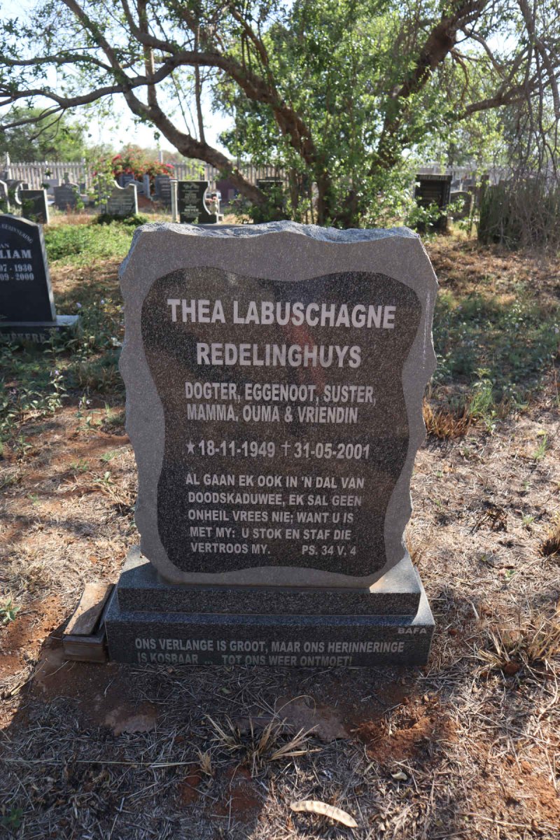 REDELINGHUIS Thea nee LABUSCHAGNE 1949-2001