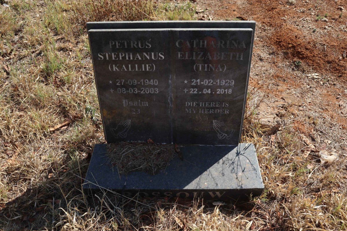 ROSSOUW Petrus Stephanus 1940-2003 & Catharina Elizabeth 1929-2018 