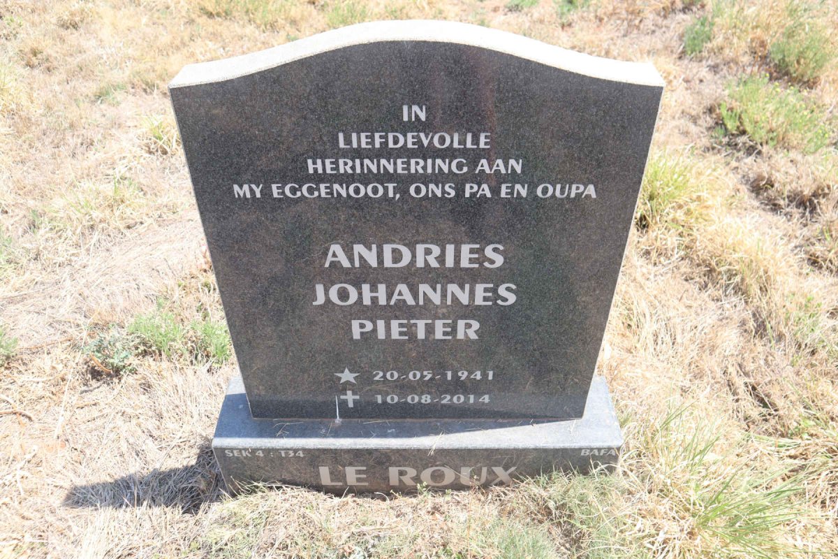 ROUX Andries Johannes Pieter, le 1941-2014