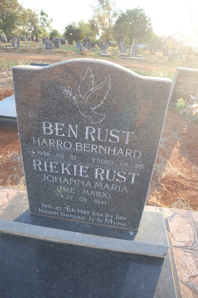 RUST Harro Bernhard 1938-2020 & Johanna Maria MARX 1941-
