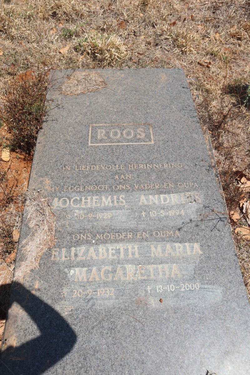 ROOS Jochemis Andries 1929-1994 & Elizabeth Maria Magaretha 1932-2000