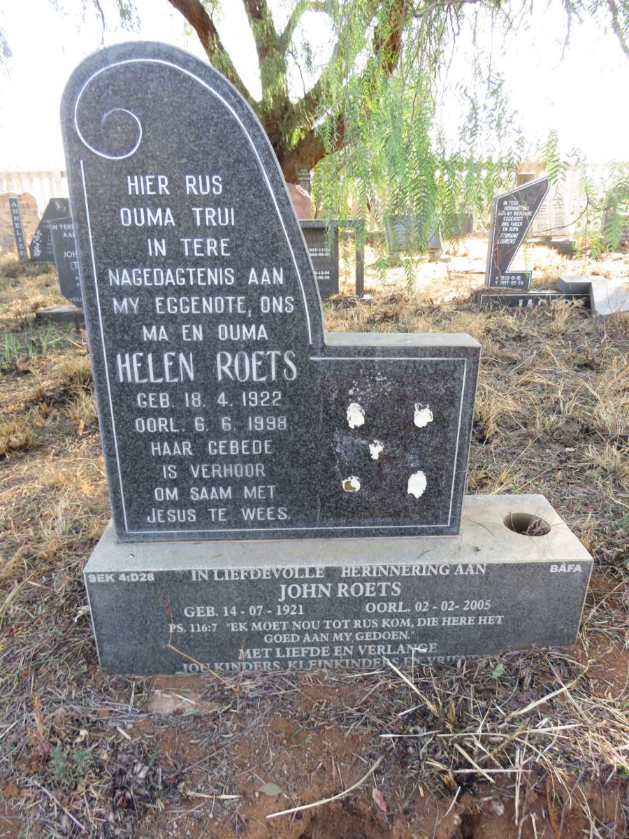 ROETS John 1921-2005 & Helen 1922-1998