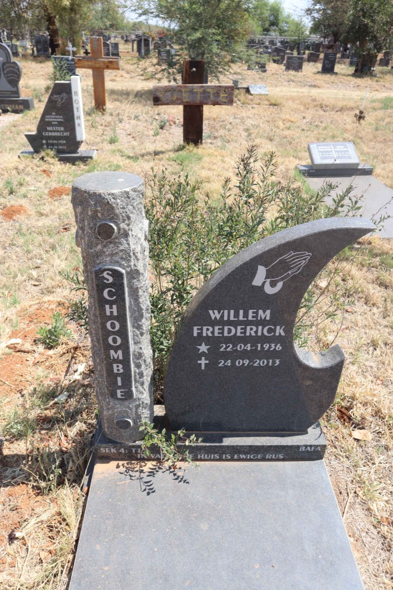 SCHOOMBIE Willem Frederick 1936-2013