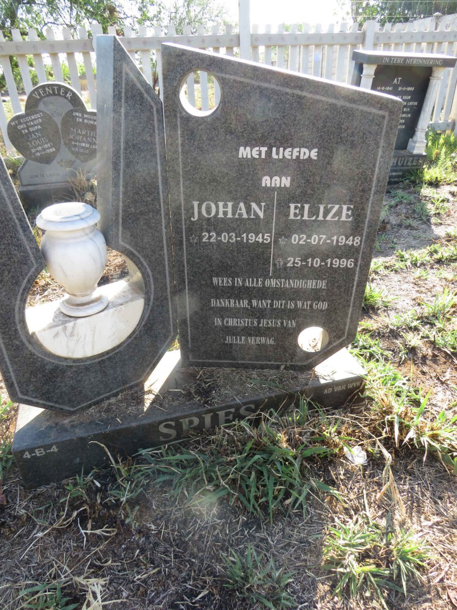 SPIES Johan 1945- & Elize 1948-1996