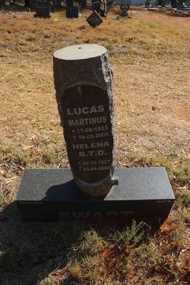 SWART Lucas Martinus 1923-2005 & Helena B.T.D. 1927-2008