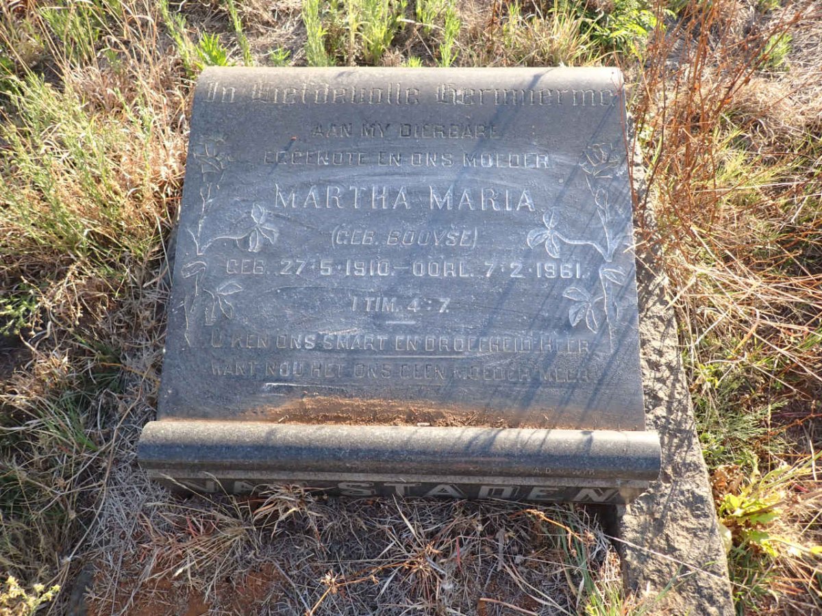 STADEN Martha Maria, van nee BOOYSE 1910-1961