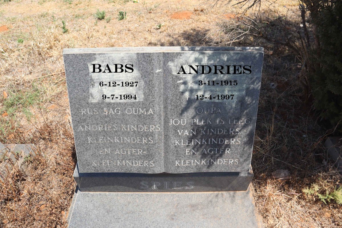 SPIES Andries 1915-1997 & Babs 1927-1994