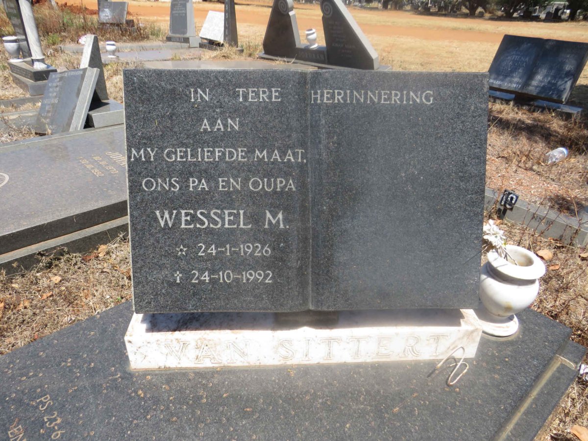 SITTERT Wessel M, van 1926-1992